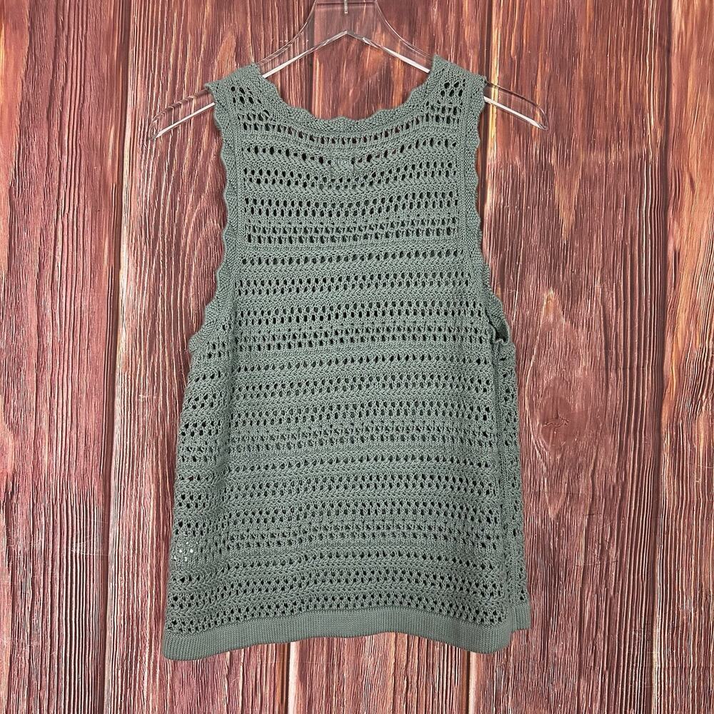 GAP Women's Crochet Knit Sleeveless Tank Top Sage Green Size Large L NWT - Picture 4 of 6